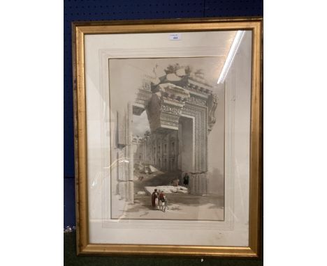 Print of the view of the Holy Land, signed in pencil lower left and dated May 7th 1839m  label verso " DAVID ROBERTS, VIEW OF