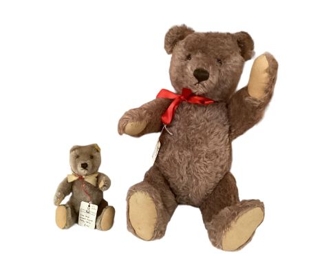 Two original Steiff Bears, 1950s, to include 52cm unusual colour with button, Growler; and a 21cm Steiff Caramel original, wi