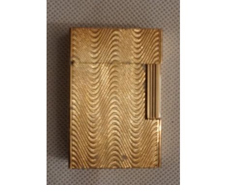 Dupont Gold Plated Gents Gas Lighter, With Engine turned Decoration, In original box.