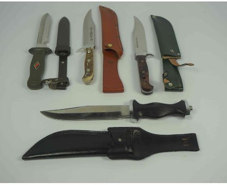 Solingen of Germany, Sportsmans Bowie Knife, No 357, Having an Antler grip, Blade 16.5cm long, Also with an Original Bowie Kn