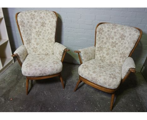 Ercol Three Piece Lounge Suite, Comprising of a Two Seater Sofa with a Pair of Matching Armchairs, Sofa 104cm high, 140cm wid