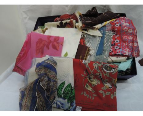 A selection of ladies vintage head scarves including hand painted, Francesca, Cornelia James, Jaeger, Leonardi etc