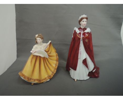 A Royal Doulton figurine, Madison and a Royal Worcester figurine, The Queens 80th Birthday