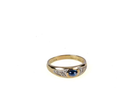 Saphir-Diamant-Ring 585er Gelbgold. RG 55, Gesamtgew.: ca. 3 g. Neuwertig.