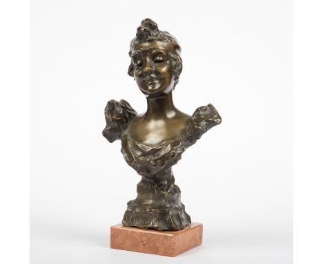 Villanis, Emmanuel  (1858 - 1914) Bronze Skulptur "Lysistrata" im Sockel bezeichnet. Rückseitig sign. E.Villanis. Gesamthöhe.