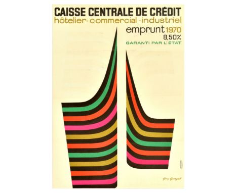 Original vintage loan advertising poster Caisse Centrale de Credit Hotelier Commercial Industriel Loan 1970 with 8.50% rate G