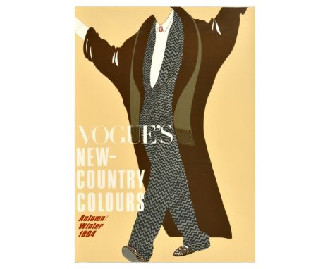 Original vintage advertising poster by Vogue for New Country Colours Autumn Winter 1984 featuring an image of a person in a z