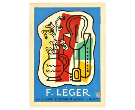 Original vintage advertising poster for an exhibition of work by Fernand Leger (1881-1955) held in June 1953 at Louis Carre G