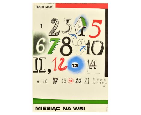 Original vintage advertising poster for A Month in the Country / Mesiac na wsi, Teatr Maly national theatre performance direc
