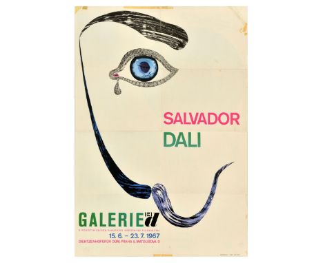 Original vintage advertising foldout brochure poster for the Salvador Dali exhibition from 15 June to 23 July 1967 featuring 