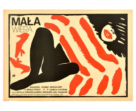 Original vintage movie poster for the Polish release of Mala Wiera / Little Vera, a 1988 Russian drama film directed by Vasil