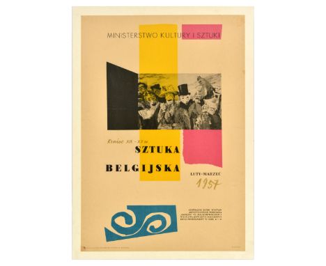Original vintage advertising poster for Late 19th-20th Century Belgian Art / Sztuka Belgijska art exhibition in February and 