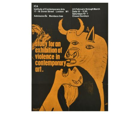 Original vintage advertising poster for the Study for an Exhibition of Violence in Contemporary Art organised by ICA Institut