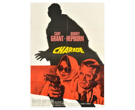 Original vintage movie poster for Charade, a 1963 American romantic thriller film directed by Stanley Donen, starring Cary Gr