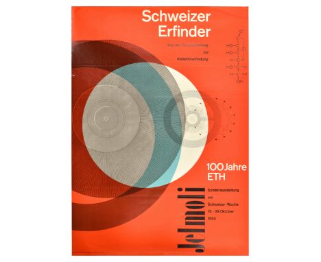 Original vintage advertising poster for Jelmoli 100 Years ETH Special exhibition for Swiss Week - Swiss inventors from indivi