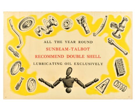 Original vintage advertising poster for Shell lubricating oil - All the year round Sunbeam-Talbot recommend double Shell lubr