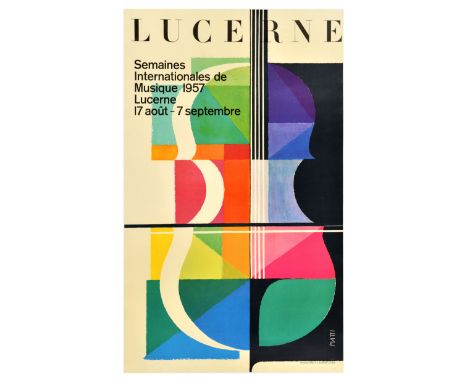 Original vintage advertising poster for International Music Week 1957 Lucerne August 17 - September 7 / Semaines Internationa