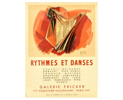 Original vintage advertising poster for Rythmes et Danses / Rhythms and Dances art exhibition of works by Chagall, Delaunay, 