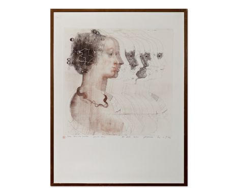 JIRI ANDERLE (Czech / Bohemian 1936) - Simonetta | 1982 | technique: colored etching on paper | 395 x 400 mm | signature: bot
