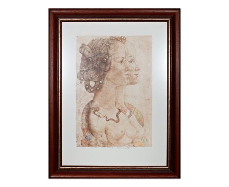 JIRI ANDERLE (Czech / Bohemian 1936) - Donna Simonetta Vespucci | 1983 | technique: colored etching on paper | 490 x 330 mm |