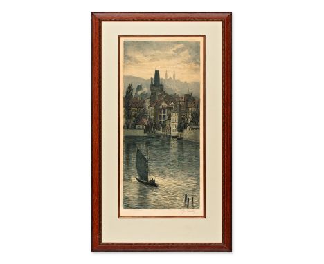 JOSEF BARTA (Czech / Bohemian 1864 - 1919) - Prague motif | technique: color etching on paper | 465 x 210 mm | signature: bot