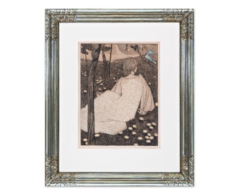 VOJTECH PREISSIG (Czech / Bohemian 1873 - 1944) - Bluebird | 1903 | technique: color etching on paper | 495 x 375 mm | signat