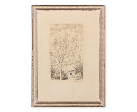 MAX SVABINSKY (Czech / Bohemian 1873 - 1962) - Willow and gazebo | 1948 | technique: lithograph on paper | 167 x 99 mm | sign