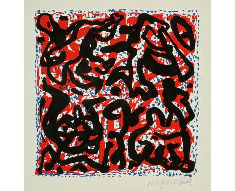 A.R. Penck. 1939 Dresden. Sign. Siebdruck. Ca. 48 x 48 cm. Gl.u.R