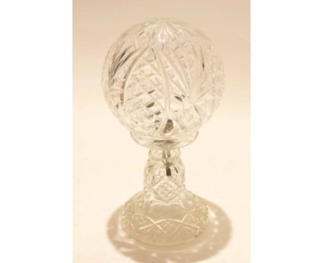 Unusual cut glass table lamp with shade, 32cm high