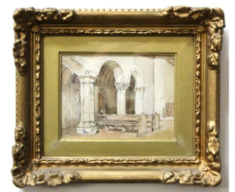 W T M Hawksworth, RBA, pen, ink and watercolour, "The Old Leper Church, Heathdown, Canterbury", 12 x 16cm
