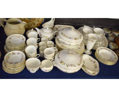 Extensive Wedgwood Mirabel pattern dinner service and tea set including ten dinner plates, bowls, platter and two tureens, a 