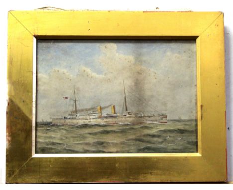 T Robinson, signed watercolour, Ship portrait, 25 x 35cm  