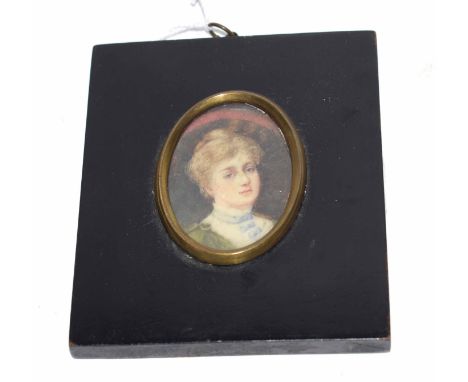 Late 19th century English School portrait miniature, Head and shoulders portrait of a lady, 5 x 4cm  