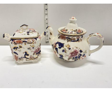 A Masons Mandalay teapot and sugar bowl with cover, shipping unavailable