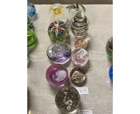A selection of assorted glass paperweights including Caithness, shipping unavailable