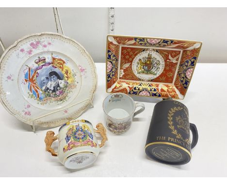 A selection of assorted commemorative ware including Royal Worcester, shipping unavailable
