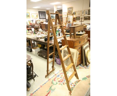 Victorian pine double action ladder 