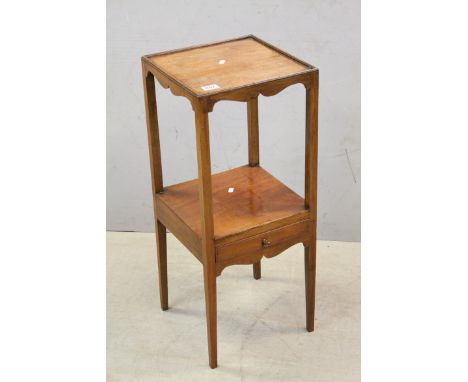 Georgian Mahogany Square Washstand with Pot Shelf and Drawer, 33cms wide x 78cms high