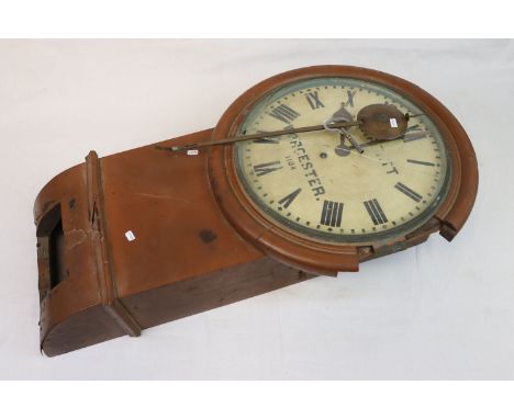 Circa 1860 Skarratt of Worcester wall clock no.1104 fusee movement with pendulum, possibly of railway interest