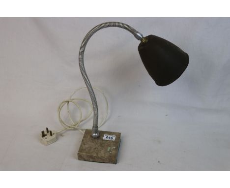 Mid 20th century adjustable students desk lamp on marble base