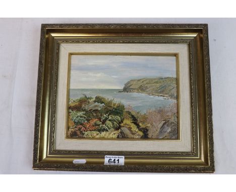 Campbell Archibald Mellon (1876 - 1955)  contemporary oil on board, coastal seascape, approx 19cm x 23cm