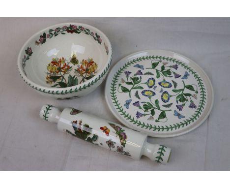 Portmeirion ' Botanic Garden ' Large Fruit Bowl, Rolling Pin and Large Circular Serving Plate