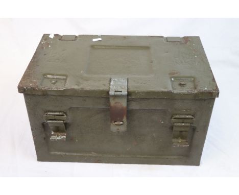 20th Century military metal box containing a quantity of vintage tools
