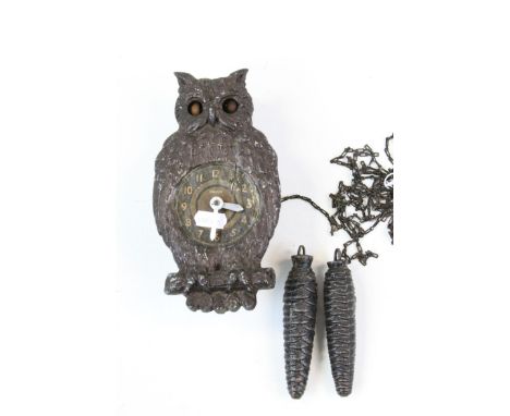 Early 20th century owl wall clock 