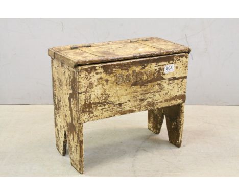 vintage pine painted and distressed box stool 