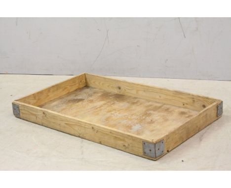 Vintage Wooden and Metal Bound Bakers Tray, 46cms x 76cms