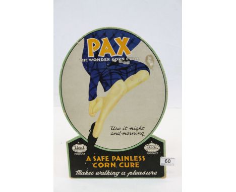 Advertising - Vintage Shop Display Advertising Board ' Pax, the wonder Corn Cure '  with Easel Back, 15.5" high