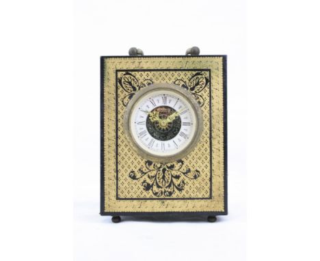 West German design Phillip, Mercedes carriage clock, Roman numeral dial face, 24 ct gold embossing&nbsp;