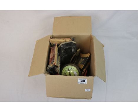 L Marti two train mantle clock with faux burr case, for repair