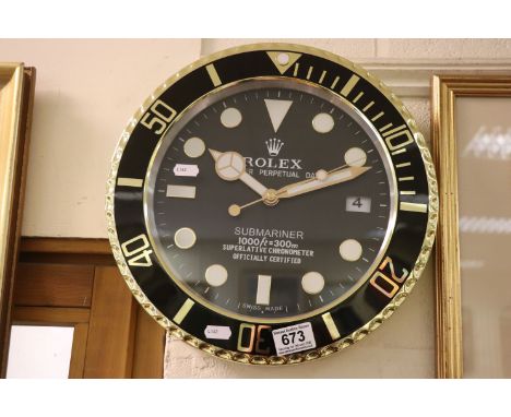 Contemporary quartz wall clock. marked Rolex Submariner